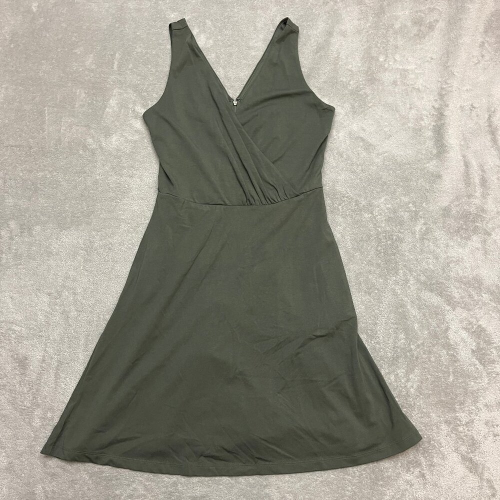 NWT LOFT Surplice Dress Women’s 0P Petite Olive Green Sleeveless Stretch V-Neck